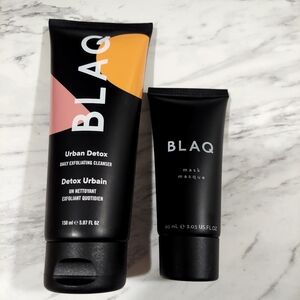 BLAQ Urban Daily Exfoliating Charcoal Cleanser and Pore refining peel off mask.